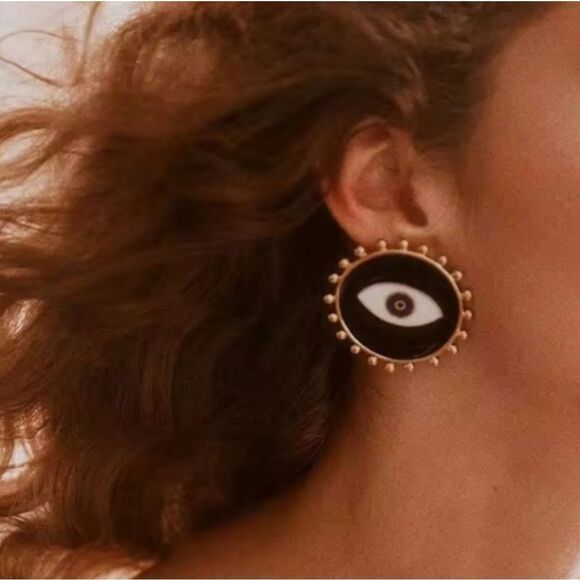New ANTHRO Evil Eye Tallisman Amulet Stud Earrings - Picture 1 of 9